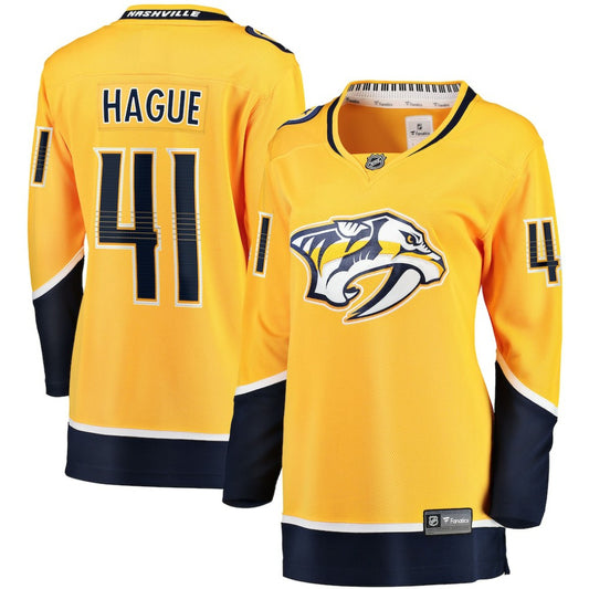 Nicolas Hague Nashville Predators Fanatics Women's Home Breakaway Jersey - Gold | NHL Jerseys