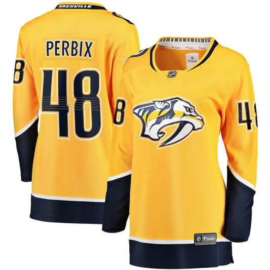 Nick Perbix Nashville Predators Fanatics Women's Home Breakaway Jersey - Gold | NHL Jerseys