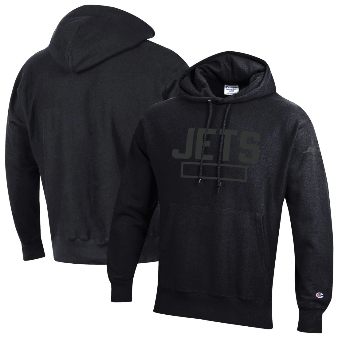 New York Jets Champion Tonal Reverse Weave Fleece Hoodie Black - NFL