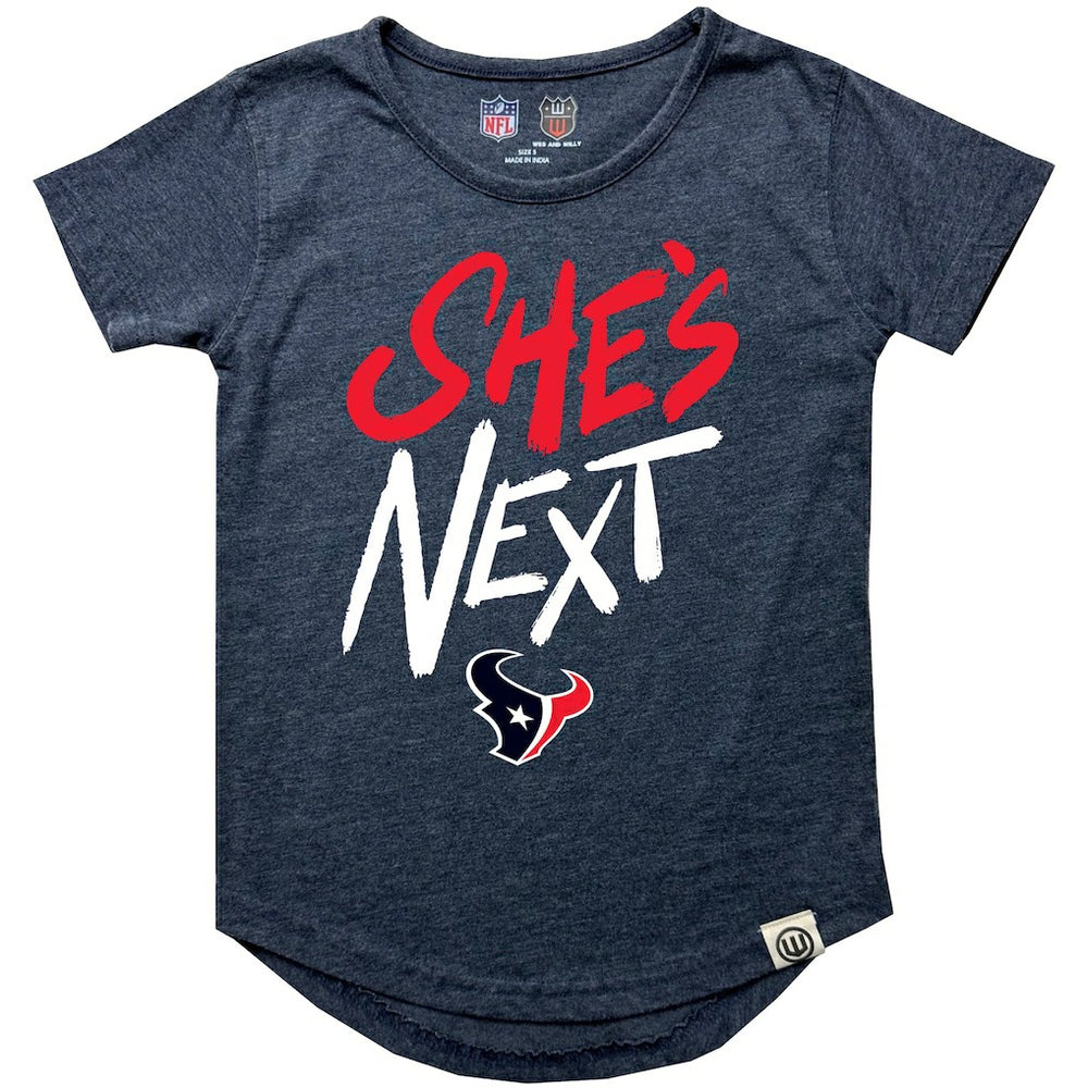 Houston Texans Wes & Willy Girls Youth She's Next Garment Washed T-Shirt Navy - NFL