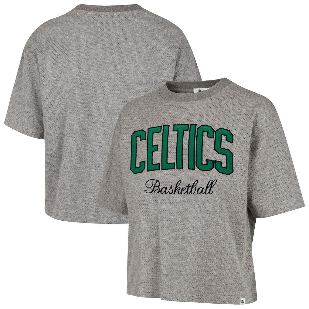 47 brand - Boston Celtics '47 Women's Pivot Drop Needle Cropped T-Shirt - Gray