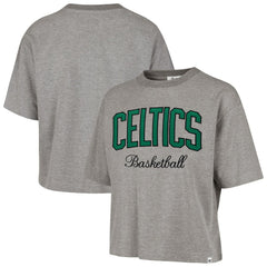 47 brand - Boston Celtics '47 Women's Pivot Drop Needle Cropped T-Shirt - Gray