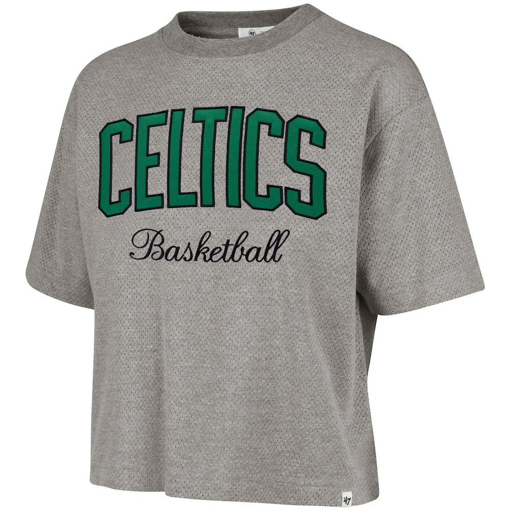 47 brand - Boston Celtics '47 Women's Pivot Drop Needle Cropped T-Shirt - Gray