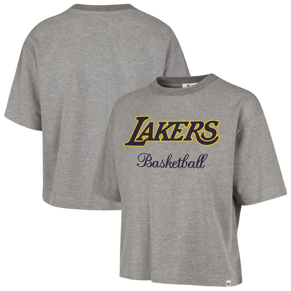 47 brand - Los Angeles Lakers '47 Women's Pivot Drop Needle Cropped T-Shirt - Gray