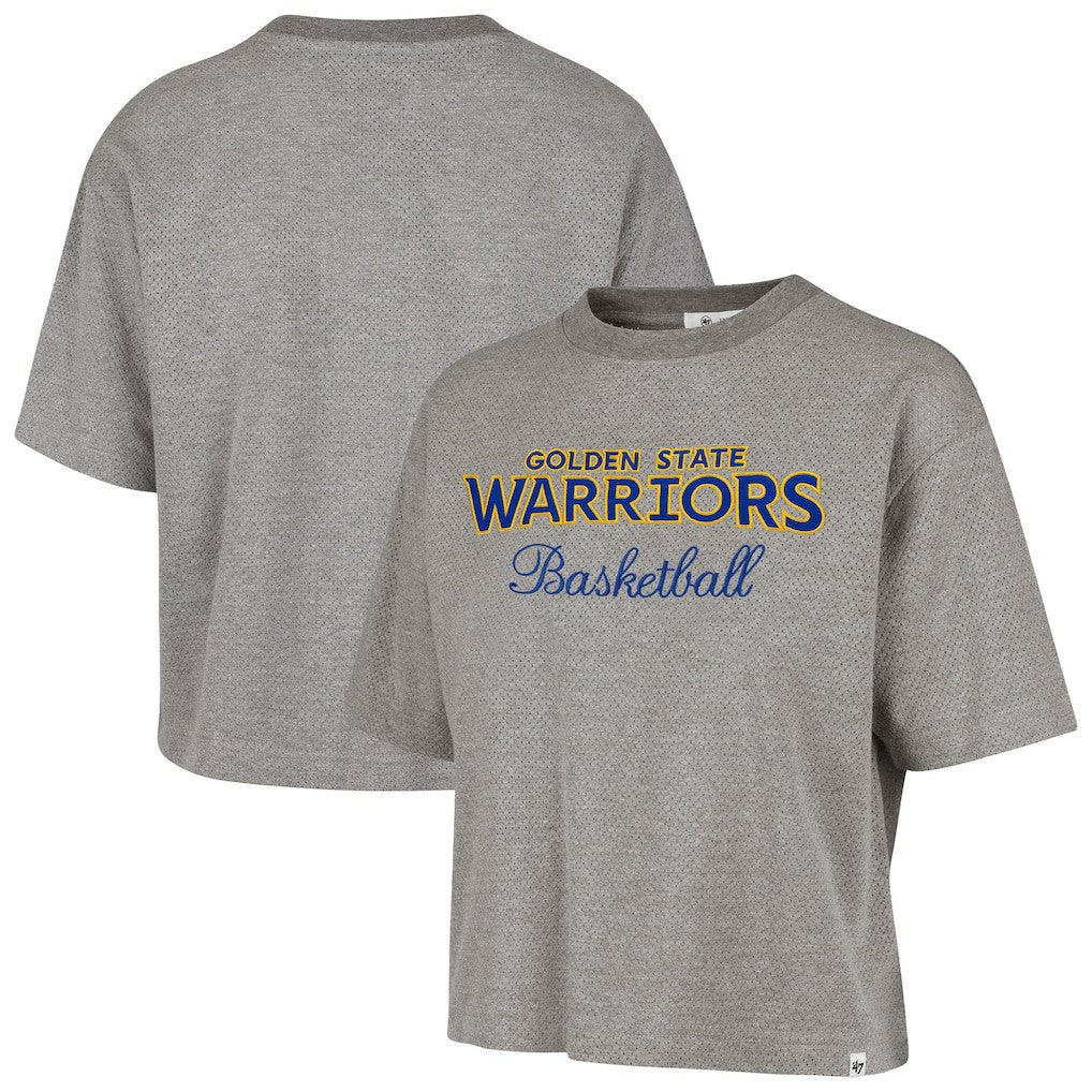 47 brand - Golden State Warriors '47 Women's Pivot Drop Needle Cropped T-Shirt - Gray