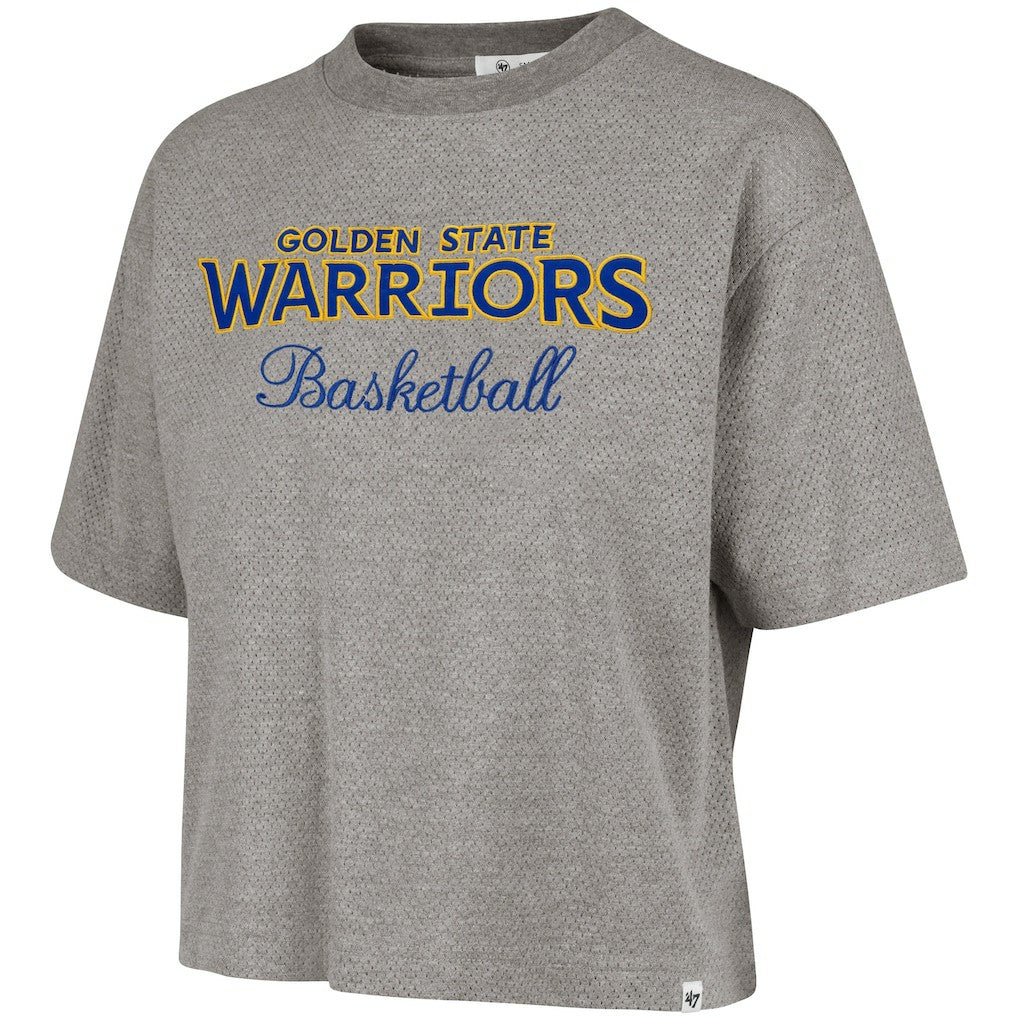 47 brand - Golden State Warriors '47 Women's Pivot Drop Needle Cropped T-Shirt - Gray