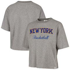 47 brand - New York Knicks '47 Women's Pivot Drop Needle Cropped T-Shirt - Gray