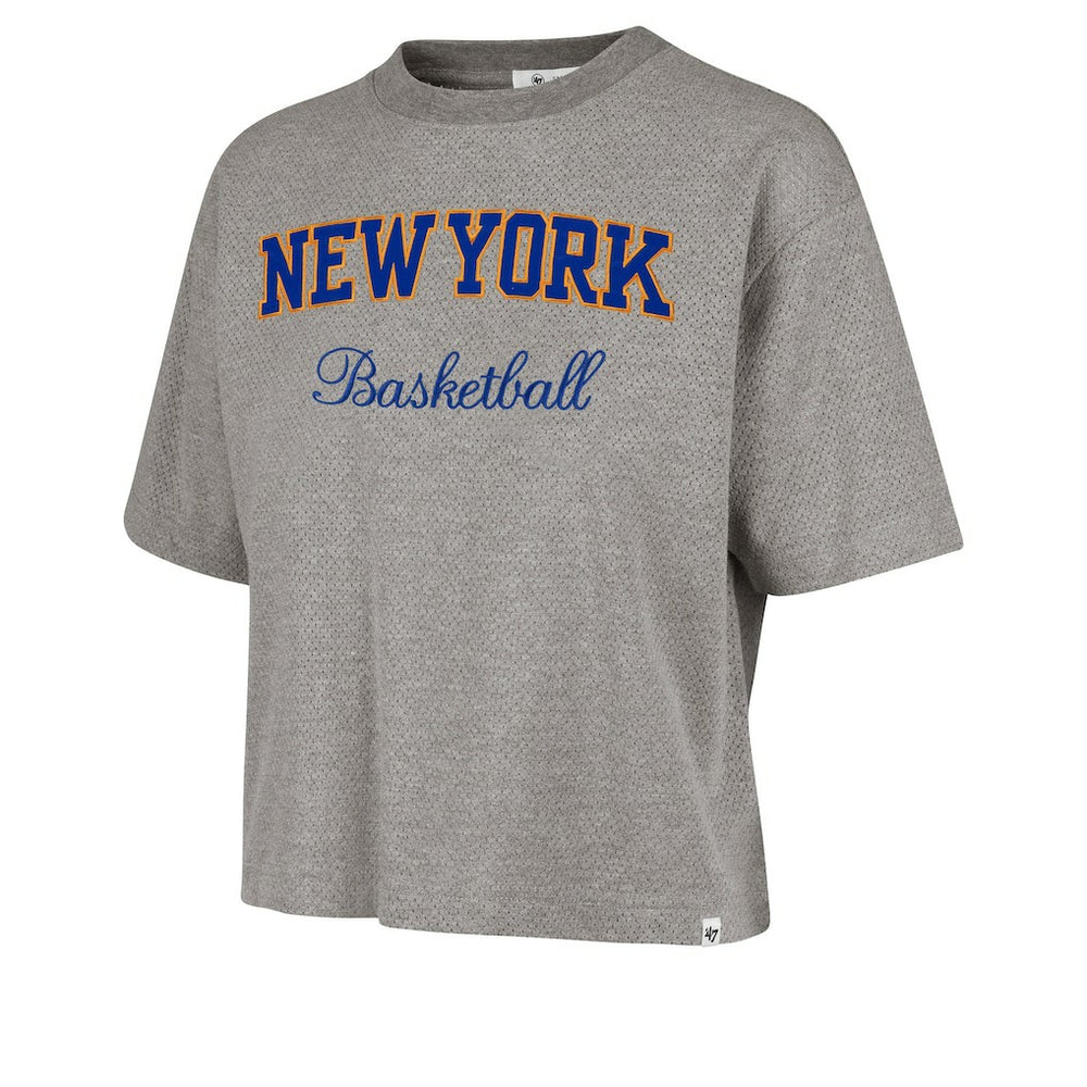 47 brand - New York Knicks '47 Women's Pivot Drop Needle Cropped T-Shirt - Gray
