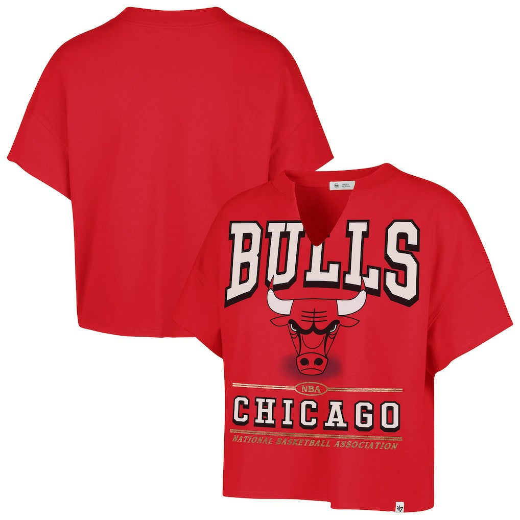 47 brand - Chicago Bulls '47 Women's Elation Oversized Notch Neck T-Shirt - Red