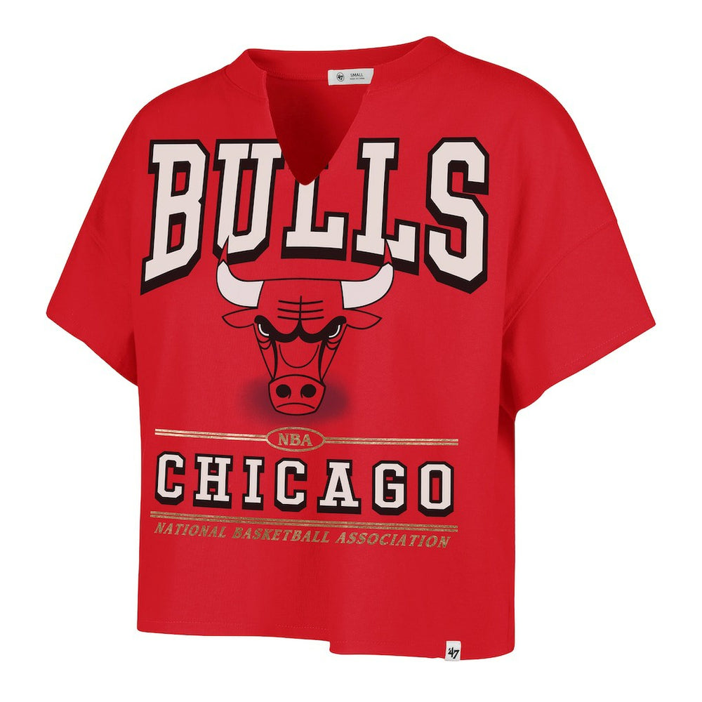 47 brand - Chicago Bulls '47 Women's Elation Oversized Notch Neck T-Shirt - Red