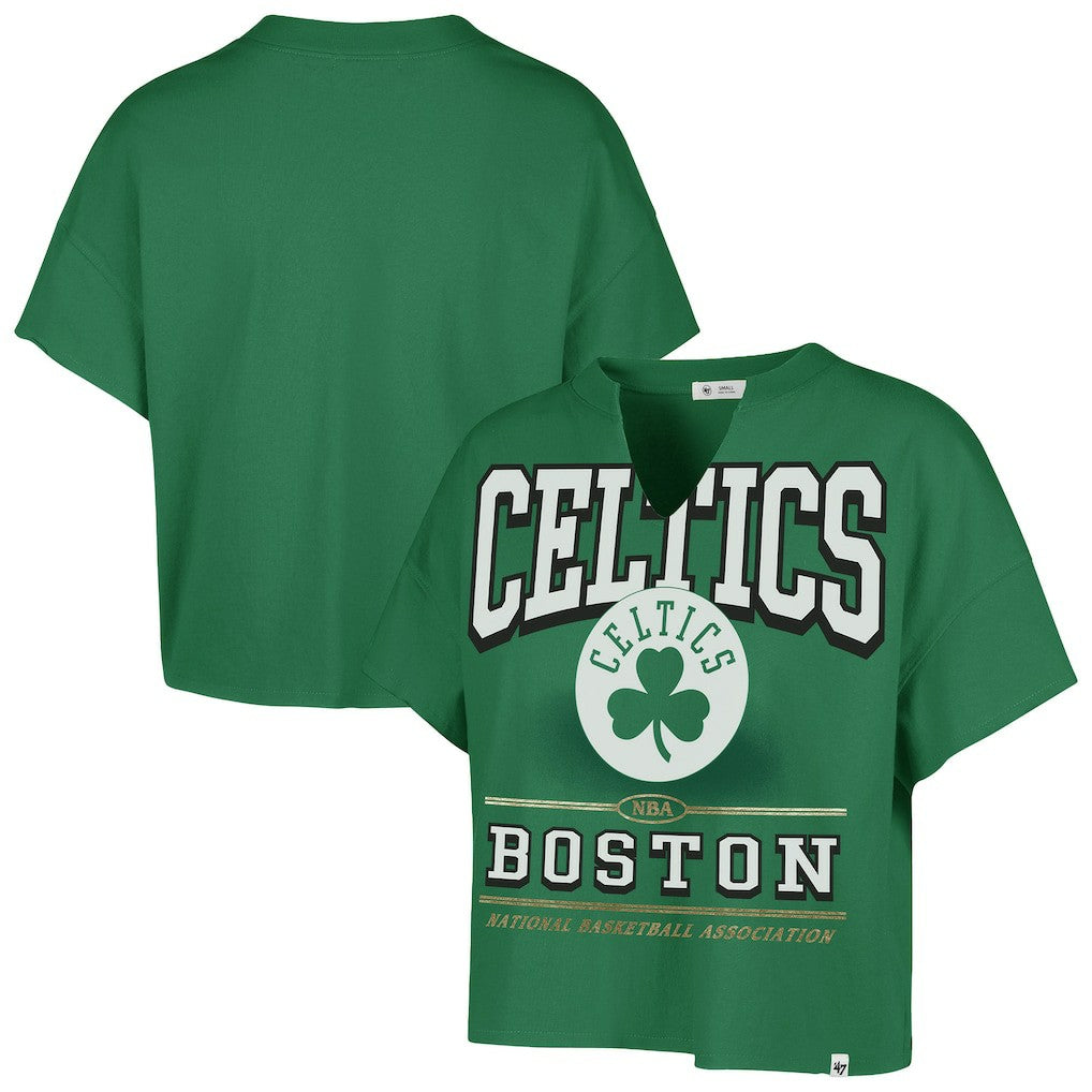 47 brand - Boston Celtics '47 Women's Elation Oversized Notch Neck T-Shirt - Kelly Green