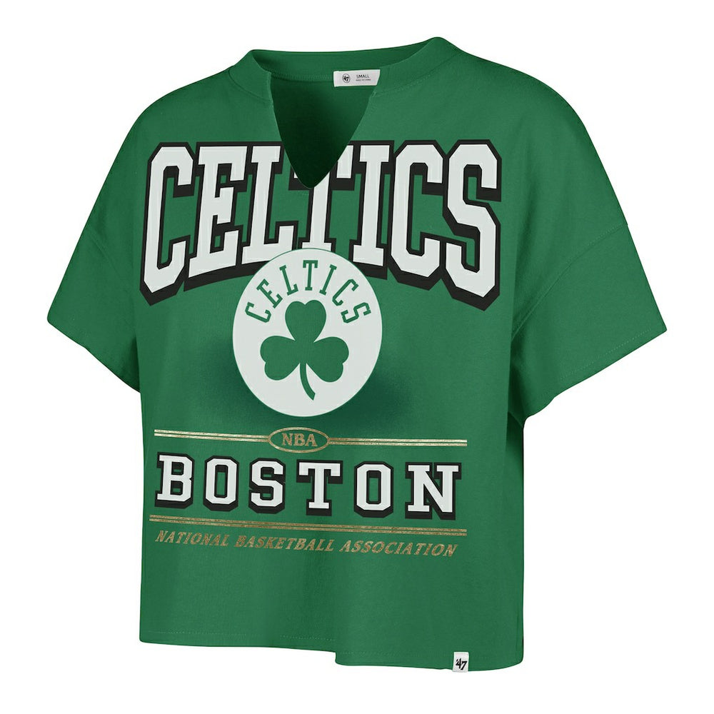 47 brand - Boston Celtics '47 Women's Elation Oversized Notch Neck T-Shirt - Kelly Green