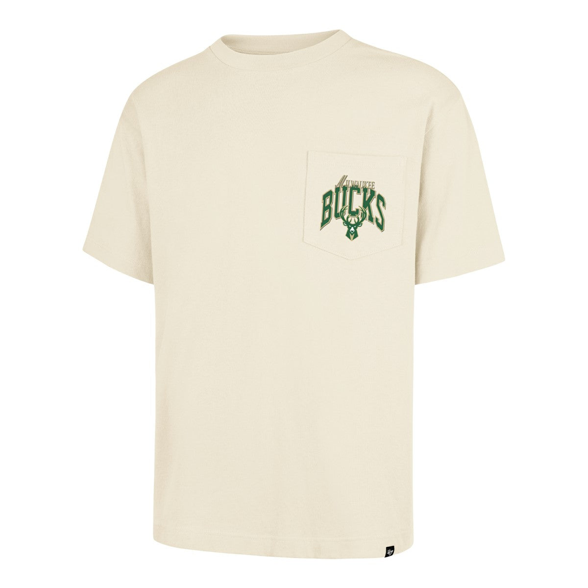 47 brand - Milwaukee Bucks '47 Unisex Crossover Collection Foundation Pocket T-Shirt - Cream