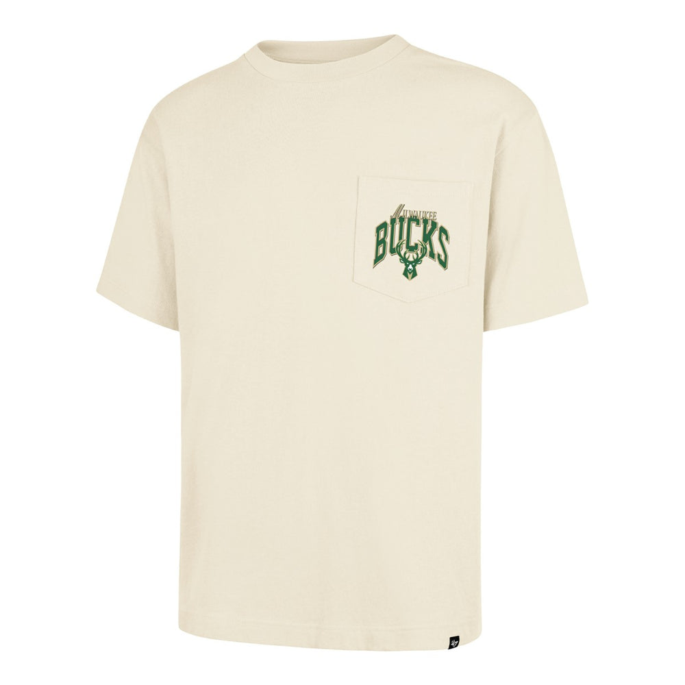 47 brand - Milwaukee Bucks '47 Unisex Crossover Collection Foundation Pocket T-Shirt - Cream