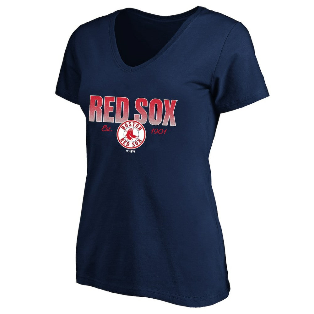 Boston Red Sox Profile Women's Plus Size Wordmark V-Neck T-Shirt On Sale