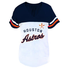 Houston Astros Profile Women's Plus Size Two-Stripe V-Neck T-Shirt Lifestyle