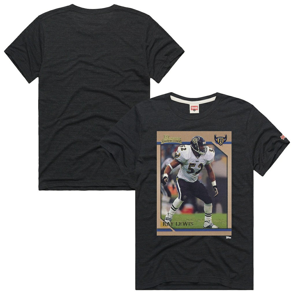Ray Lewis Baltimore Ravens Homage Unisex NFL Topps Trading Card Tri-Blend T-Shirt Charcoal - NFL