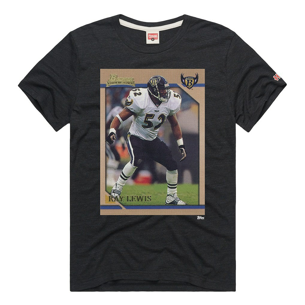Ray Lewis Baltimore Ravens Homage Unisex NFL Topps Trading Card Tri-Blend T-Shirt Charcoal - NFL