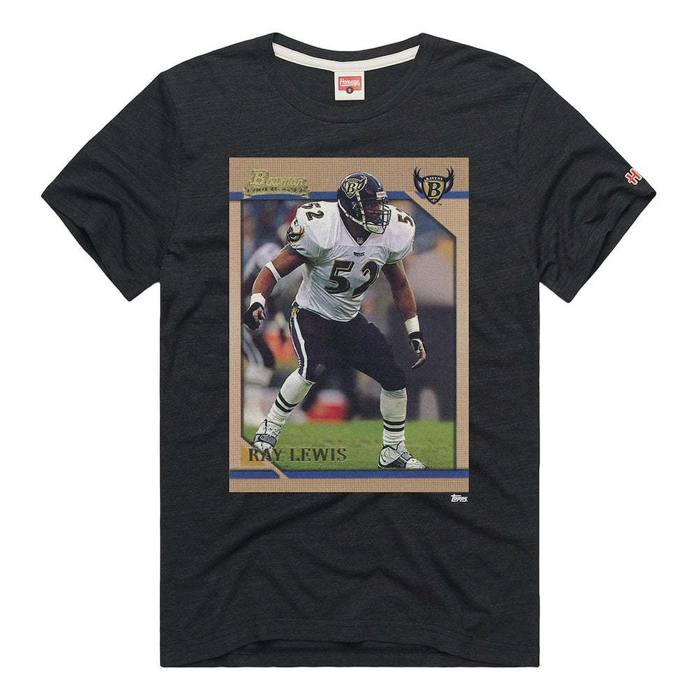 Ray Lewis Baltimore Ravens Homage Unisex NFL Topps Trading Card Tri-Blend T-Shirt Charcoal - NFL