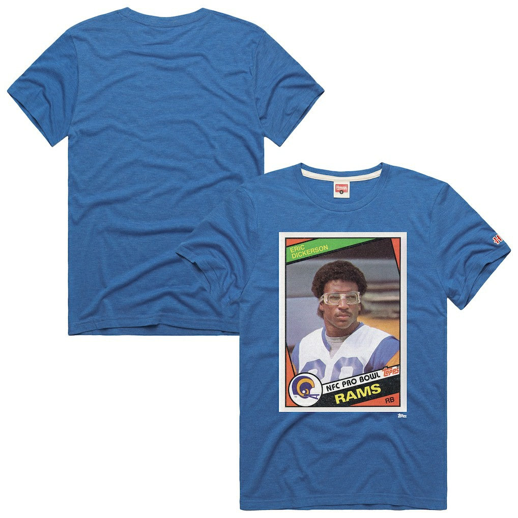 Eric Dickerson Los Angeles Rams Homage Unisex NFL Topps Trading Card Tri-Blend T-Shirt Royal - NFL