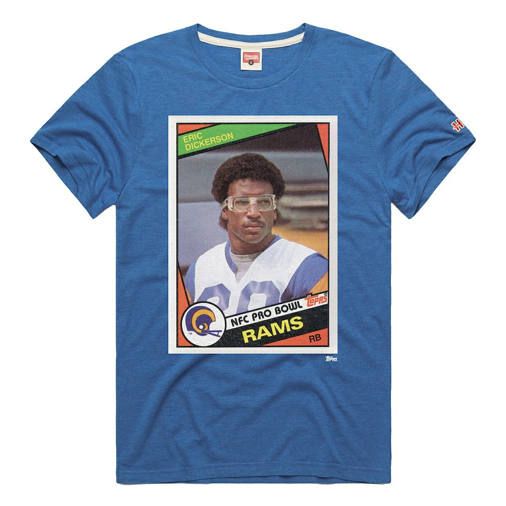 Eric Dickerson Los Angeles Rams Homage Unisex NFL Topps Trading Card Tri-Blend T-Shirt Royal - NFL