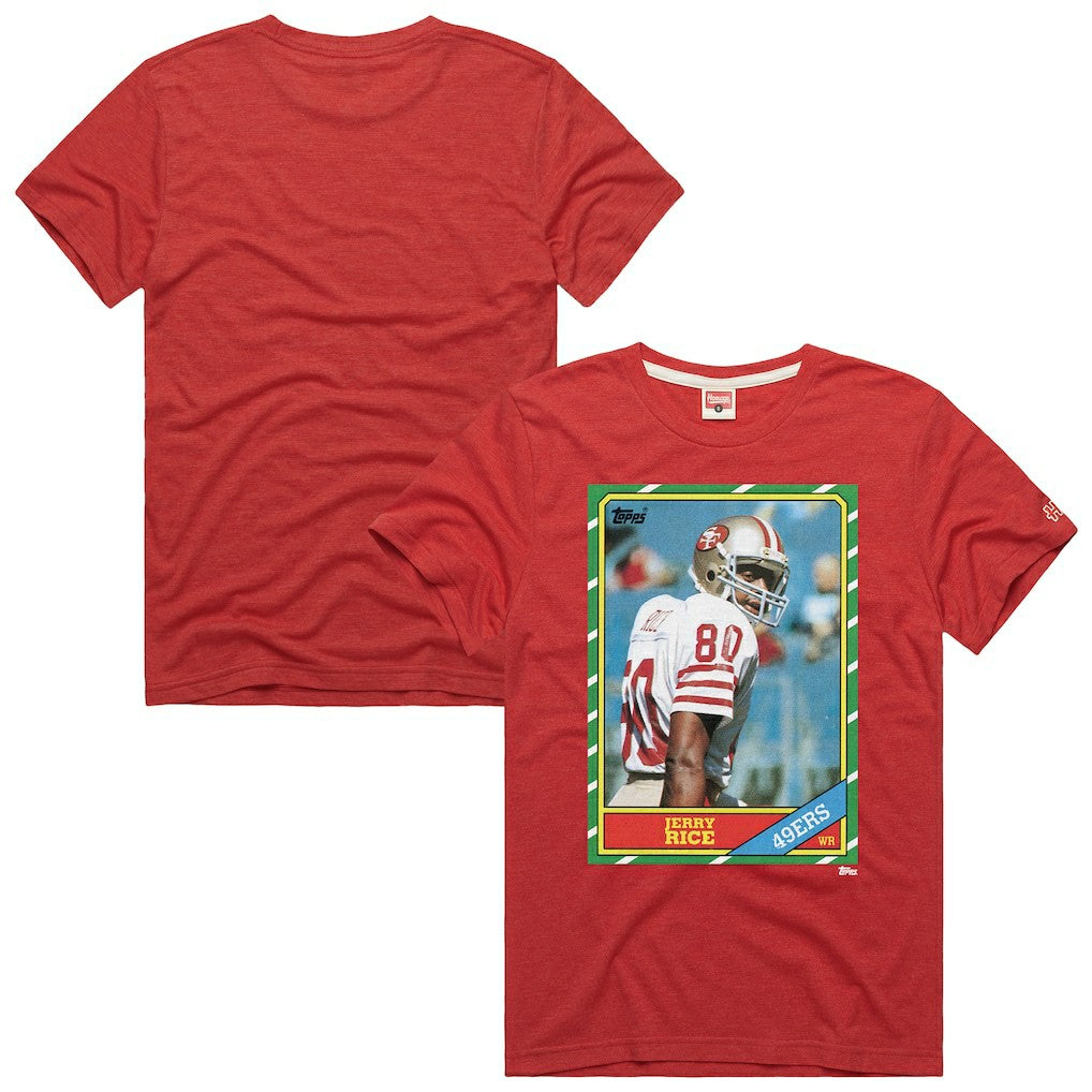 Jerry Rice San Francisco 49ers Homage Unisex NFL Topps Trading Card Tri-Blend T-Shirt Scarlet - NFL
