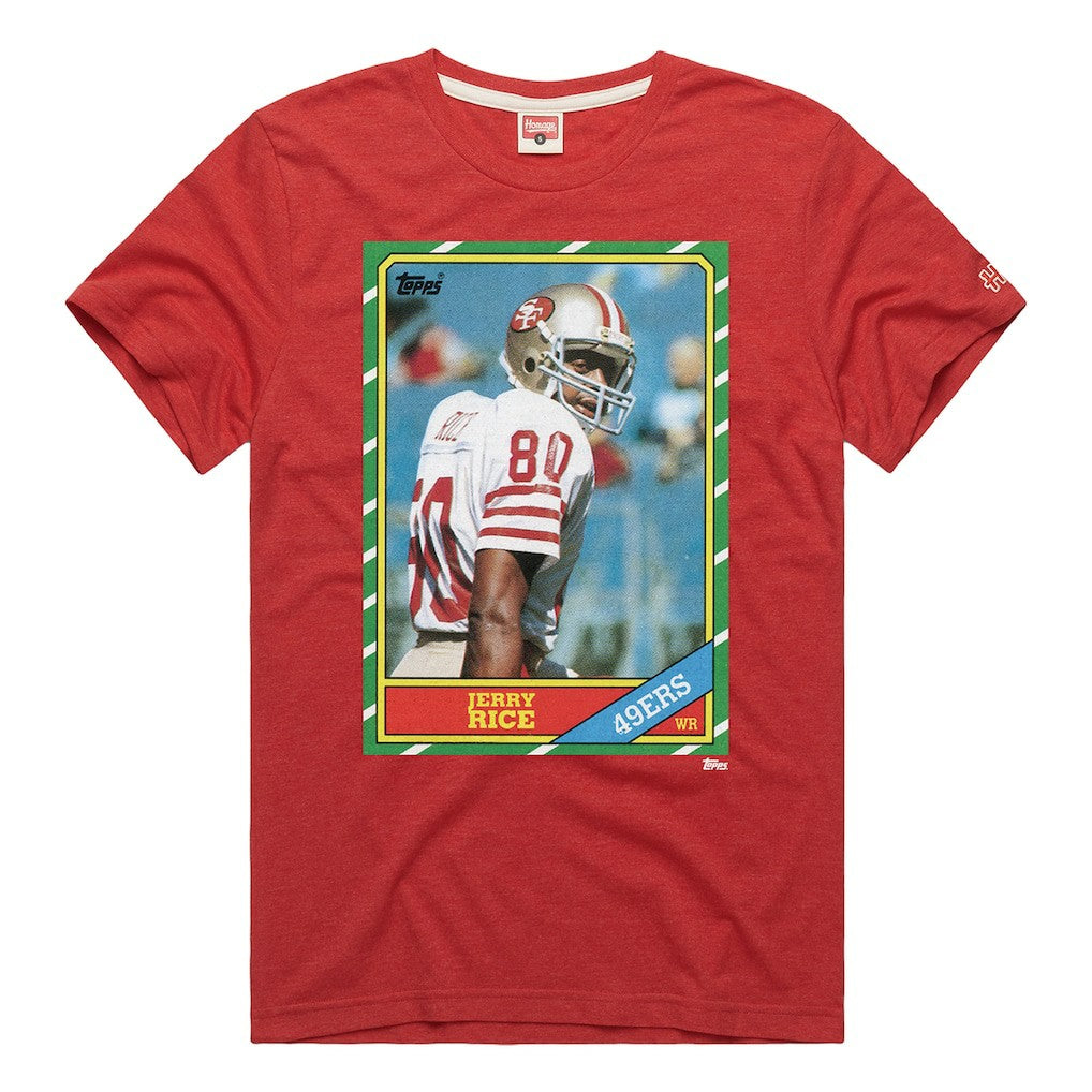 Jerry Rice San Francisco 49ers Homage Unisex NFL Topps Trading Card Tri-Blend T-Shirt Scarlet - NFL