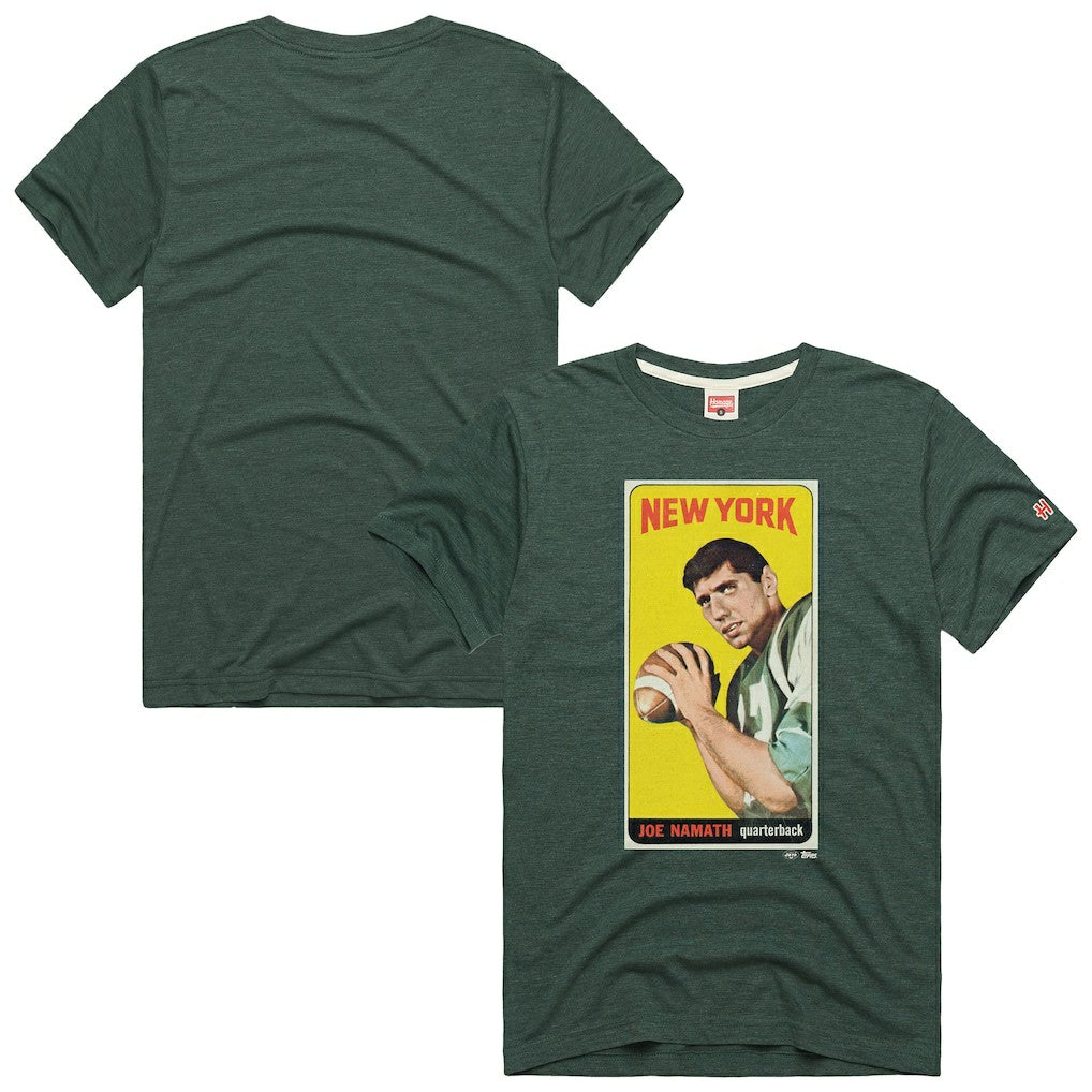 Joe Namath New York Jets Homage Unisex NFL Topps Trading Card Tri-Blend T-Shirt Green - NFL