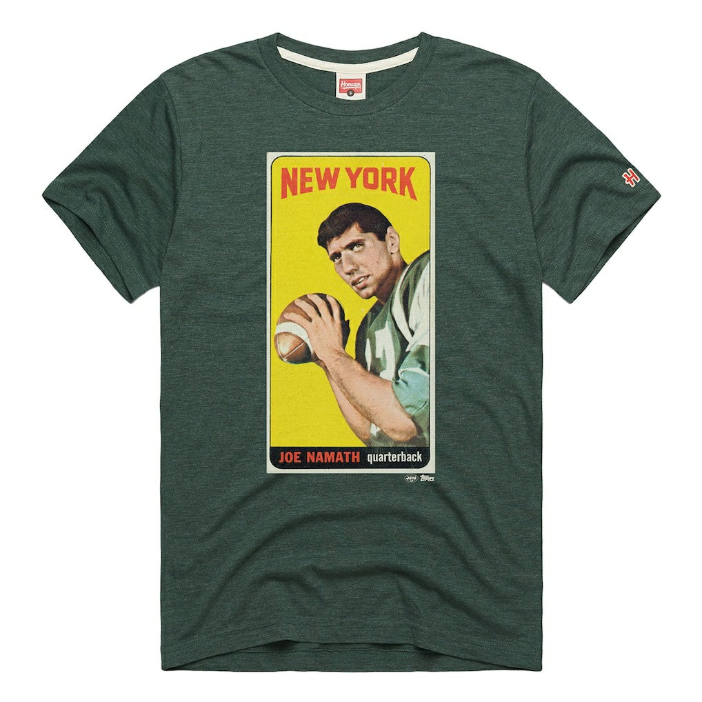 Joe Namath New York Jets Homage Unisex NFL Topps Trading Card Tri-Blend T-Shirt Green - NFL