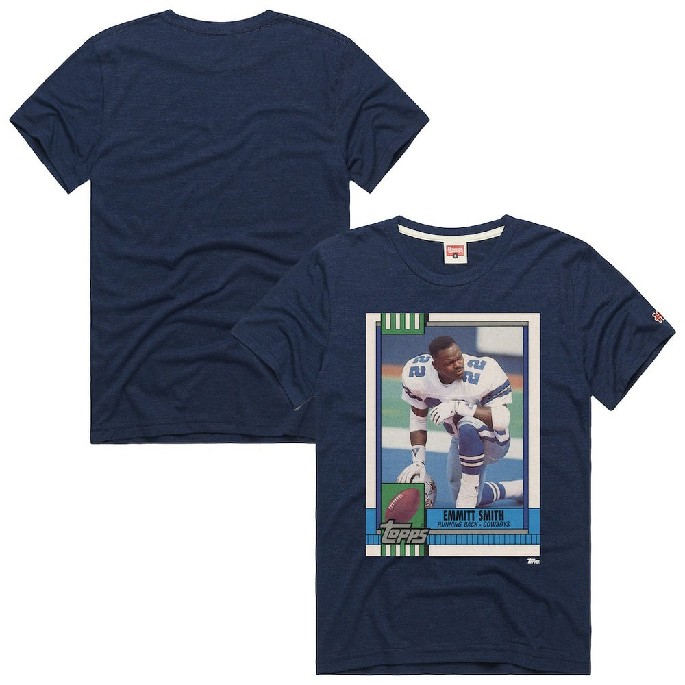 Emmitt Smith Dallas Cowboys Homage Unisex NFL Topps Trading Card Tri-Blend T-Shirt Navy - NFL
