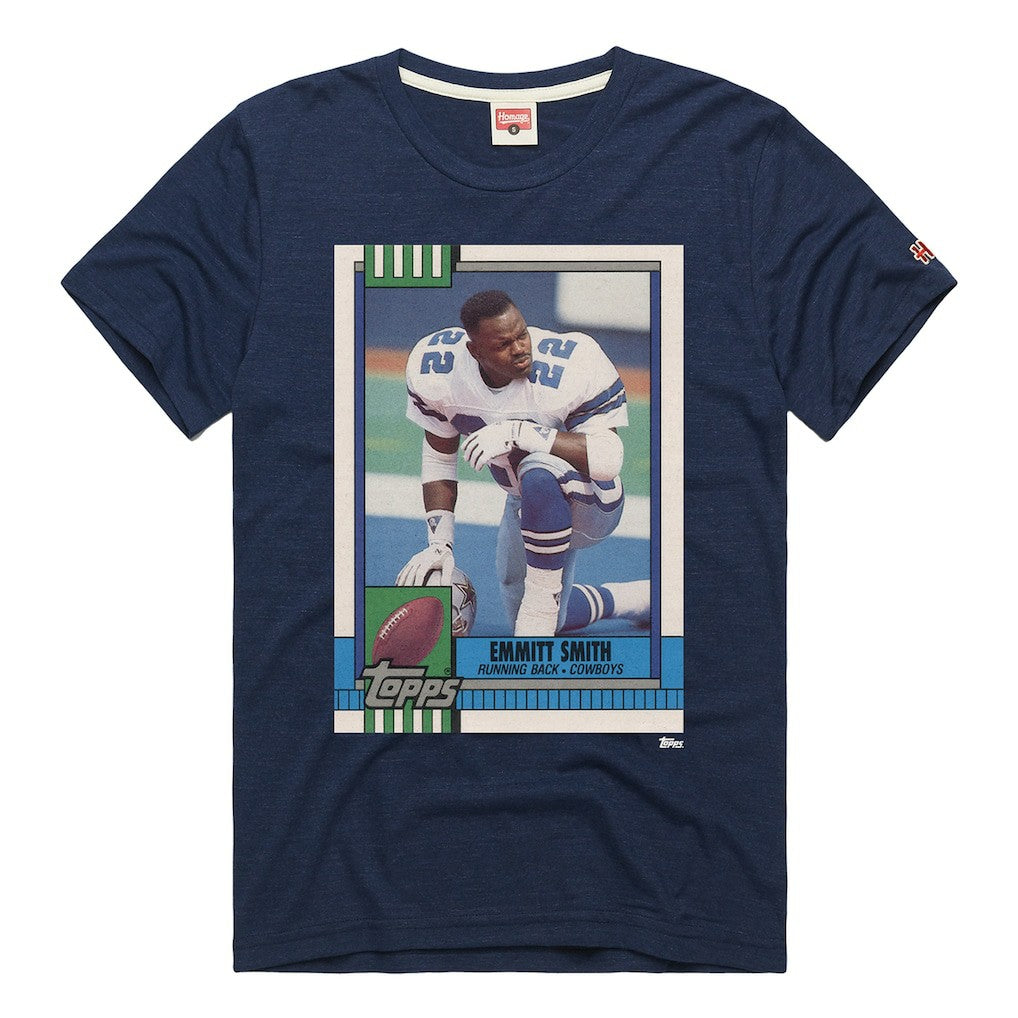 Emmitt Smith Dallas Cowboys Homage Unisex NFL Topps Trading Card Tri-Blend T-Shirt Navy - NFL