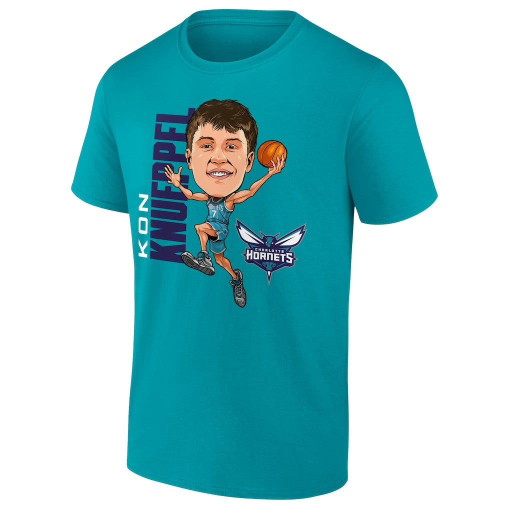 NBA - Kon Knueppel Charlotte Hornets Caricature T-Shirt - Teal