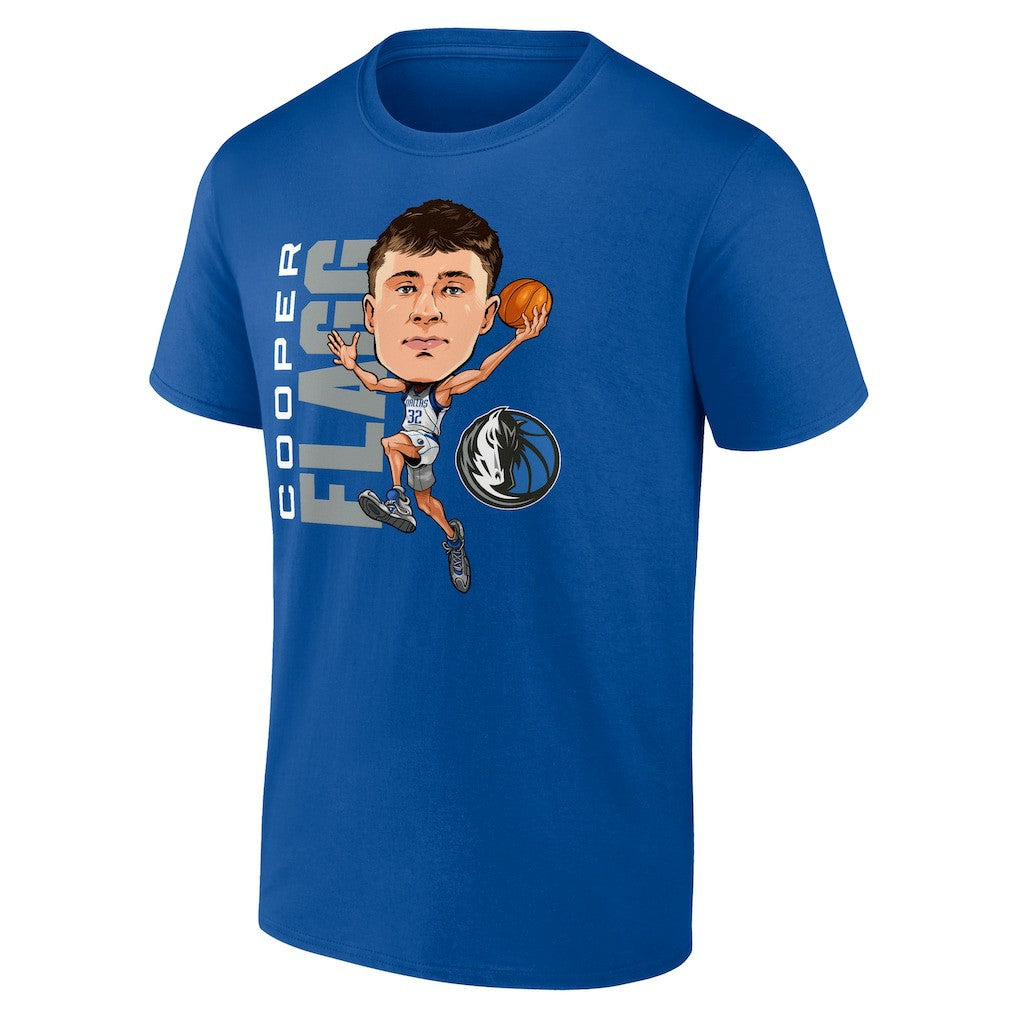 NBA - Cooper Flagg Dallas Mavericks Caricature T-Shirt - Blue