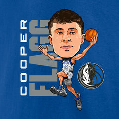NBA - Cooper Flagg Dallas Mavericks Caricature T-Shirt - Blue