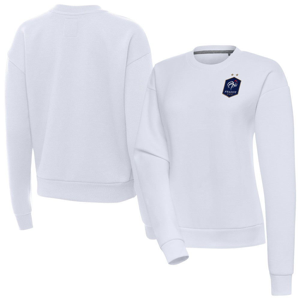 France National Team Antigua Women's Takeover Pullover Sweatshirt - White