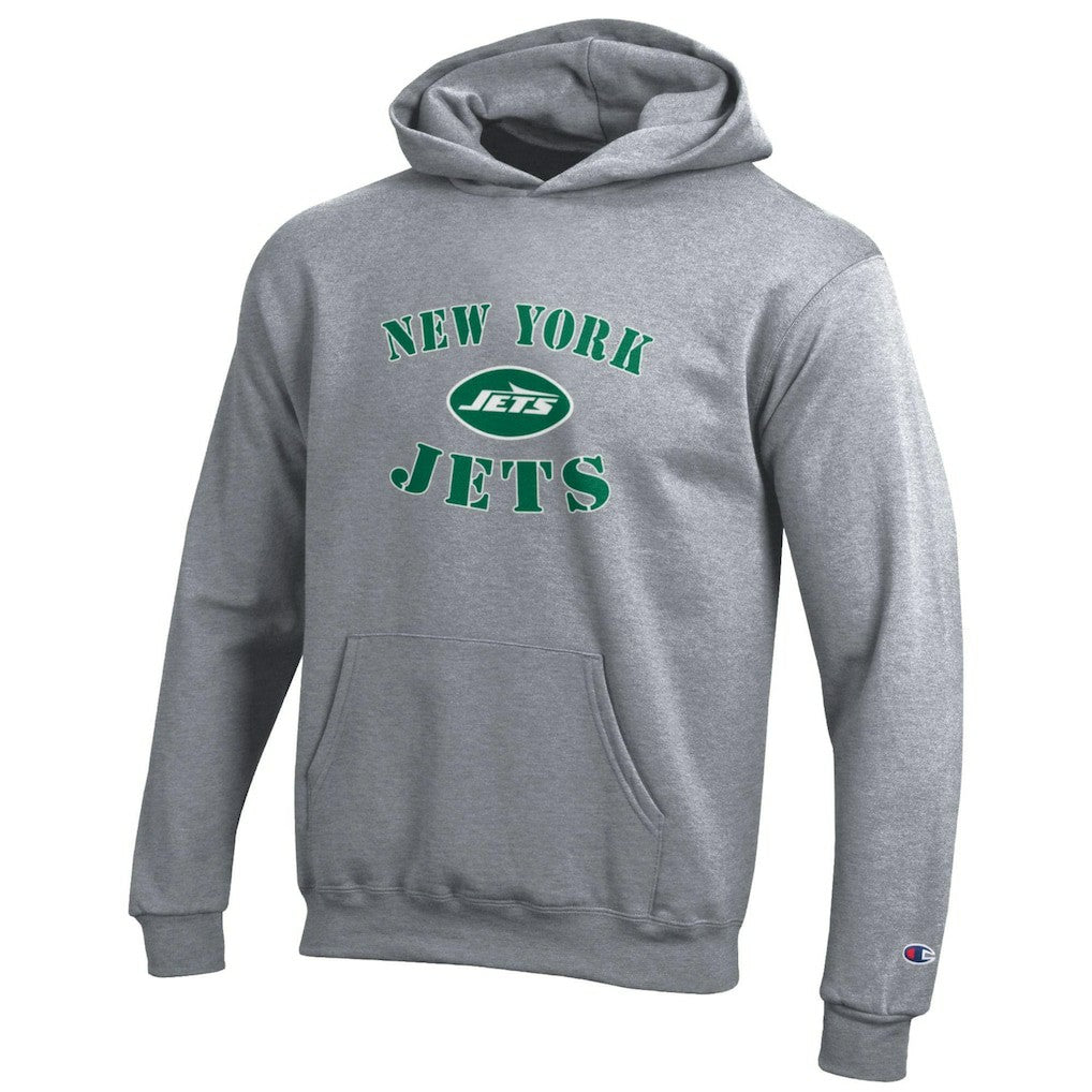 New York Jets Champion Youth Powerblend Fleece Hoodie Gray - NFL