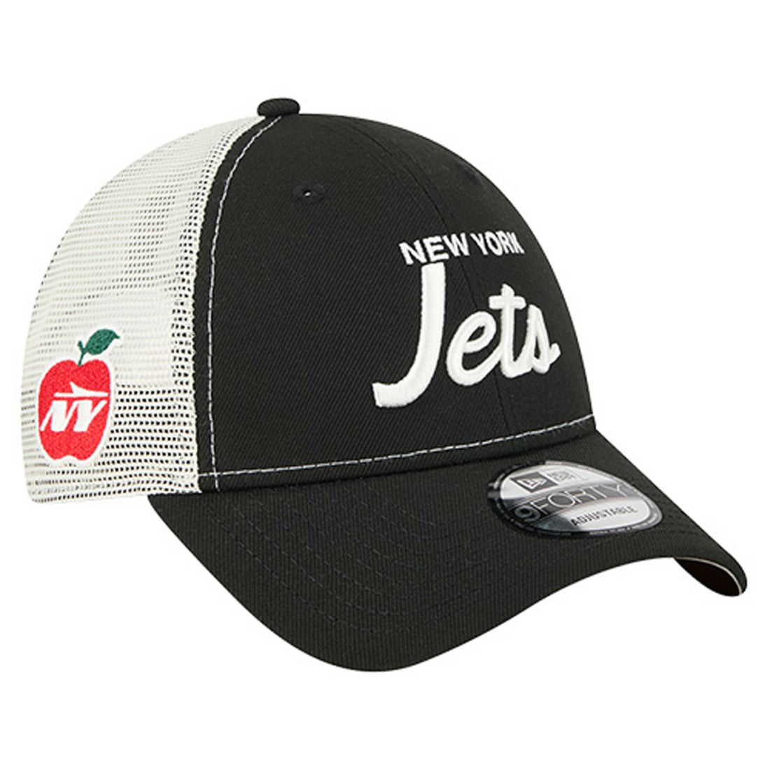 New York Jets New Era Apple Trucker 9FORTY Adjustable Hat Black - NFL