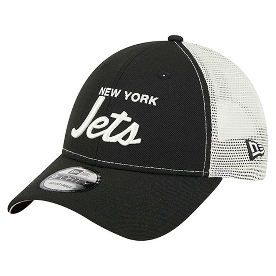 New York Jets New Era Apple Trucker 9FORTY Adjustable Hat Black - NFL