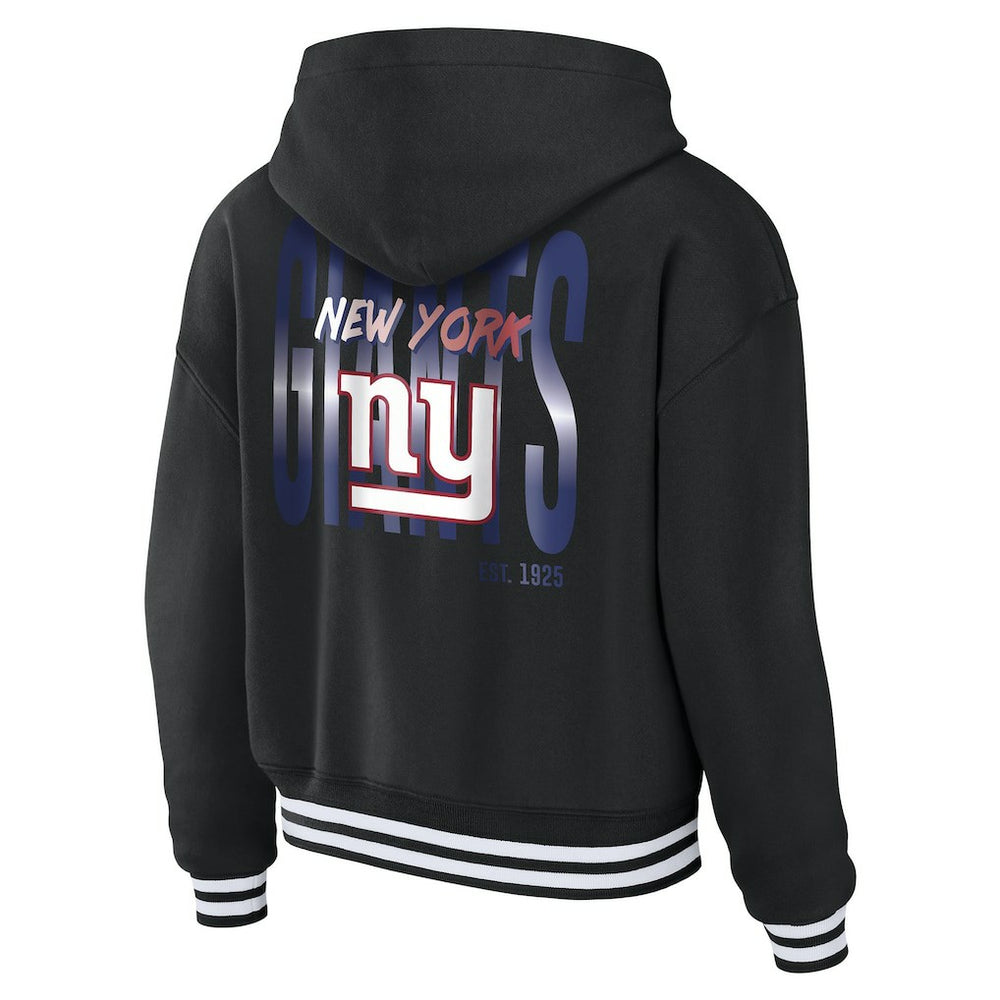 New York Giants WEAR by Erin Andrews Women's Lace-Up Fleece Hoodie Black - NFL