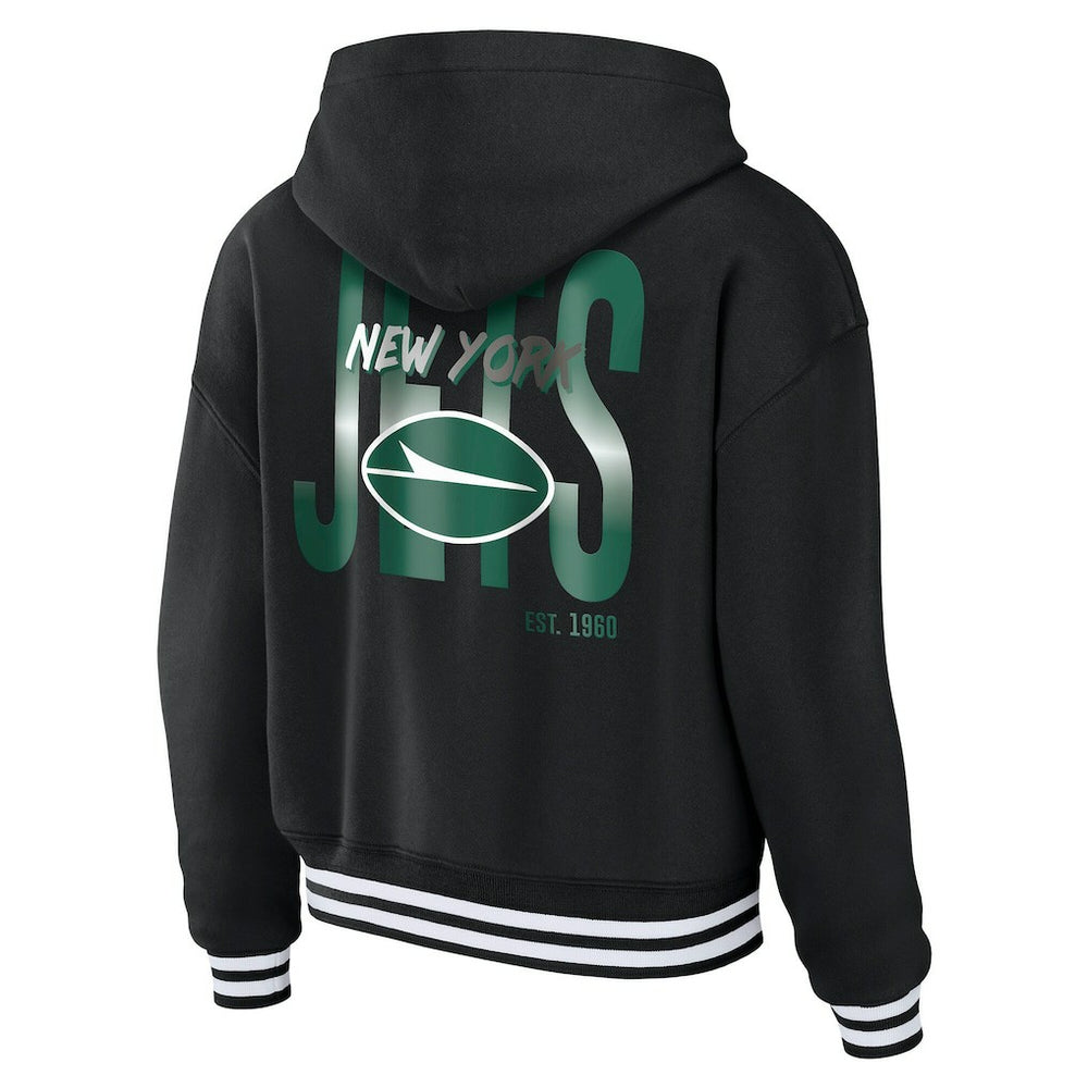 New York Jets WEAR by Erin Andrews Women's Lace-Up Fleece Hoodie Black - NFL