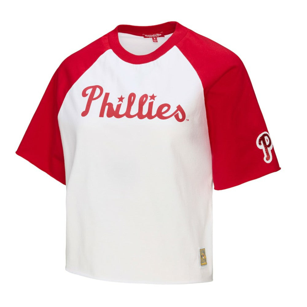 Philadelphia Phillies Mitchell & Ness Women's Cropped Raglan Boxy T-Shirt On Sale