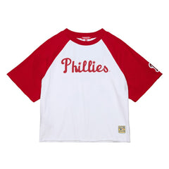 Philadelphia Phillies Mitchell & Ness Women's Cropped Raglan Boxy T-Shirt On Sale