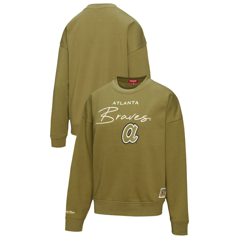 Atlanta Braves Mitchell & Ness Women's Oversized Crewneck Sweatshirt discount