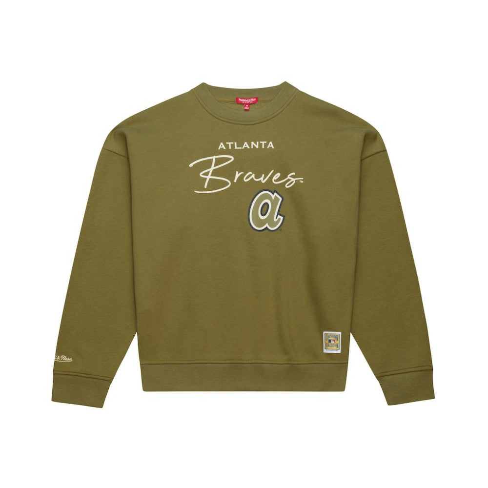 Atlanta Braves Mitchell & Ness Women's Oversized Crewneck Sweatshirt discount