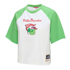 Philadelphia Phillies Mitchell & Ness Women's Cropped Raglan Mascot Boxy T-Shirt Clearance