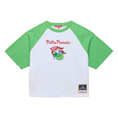 Philadelphia Phillies Mitchell & Ness Women's Cropped Raglan Mascot Boxy T-Shirt Clearance