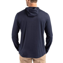 Chicago Bears Cutter & Buck Coastline Epic Comfort Eco Recycled Long Sleeve Hoodie T-Shirt Navy - NFL