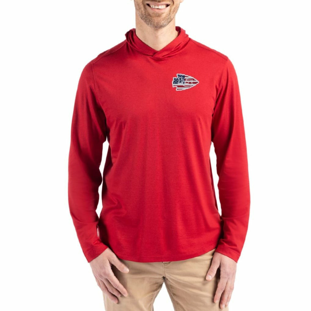 Kansas City Chiefs Cutter & Buck Americana Coastline Epic Comfort Eco Recycled Long Sleeve Hoodie T-Shirt Red - NFL