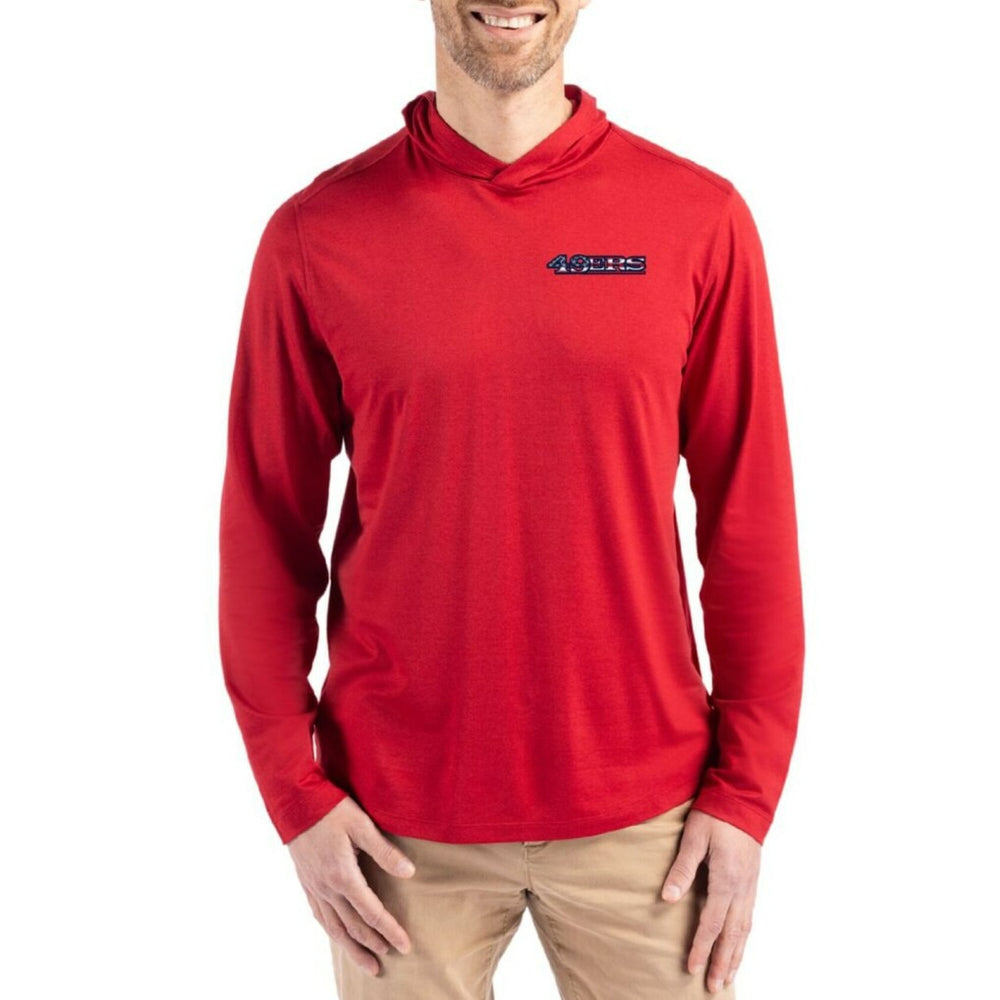 San Francisco 49ers Cutter & Buck Americana Coastline Epic Comfort Eco Recycled Long Sleeve Hoodie T-Shirt Red - NFL