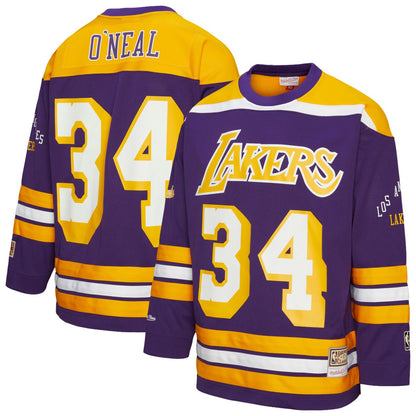 Shaquille O'Neal Los Angeles Lakers Unisex Maxxed Out Fashion Hockey Jersey - Purple | NBA Jerseys